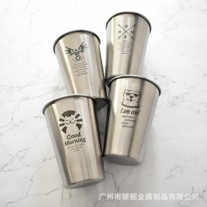 不銹鋼兒童防摔漱口杯冷飲果汁啤酒杯定制創(chuàng)意圖案logo杯子