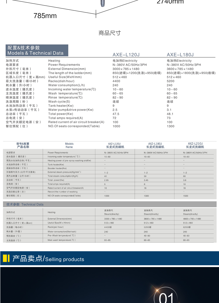 金甲長龍式全自動蒸汽洗碗機L210J大型商用酒店食堂學校廚房用