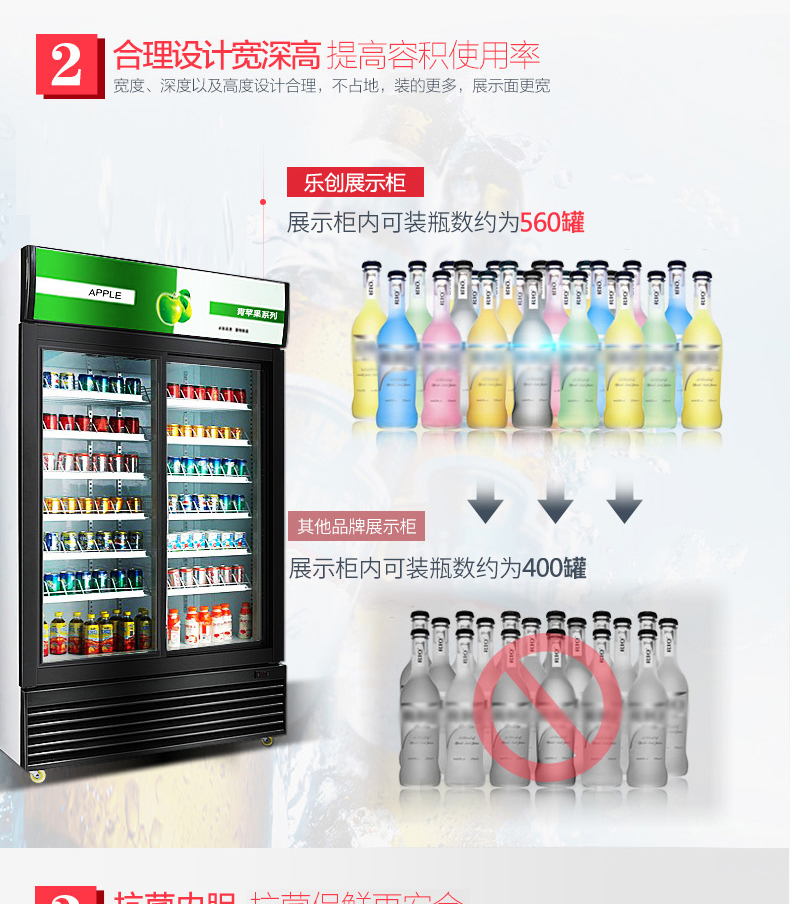 樂創(chuàng)展示柜冷藏立式冰柜 商用冰箱飲料飲品保鮮柜 雙門冷柜陳列柜