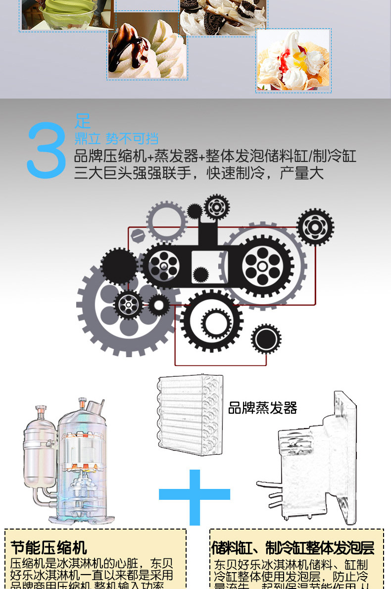 東貝冰淇淋機8219商用冰激凌機加盟店款全自動雪糕機熱銷冰淇凌機