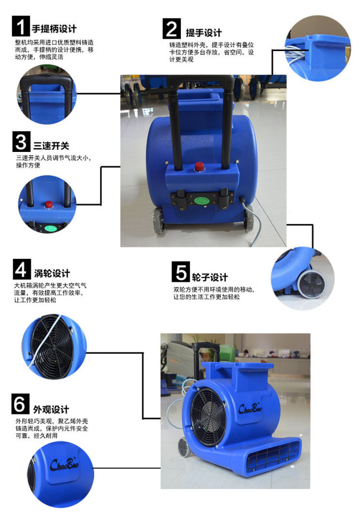 超寶CB900E地面地板強(qiáng)力吹地機(jī)吹干機(jī)三速拉桿式吹風(fēng)機(jī) 超市酒店