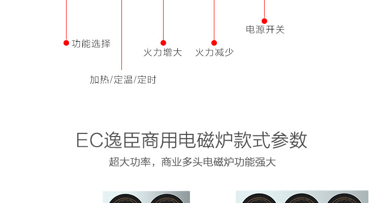 德國(guó)逸臣商用大功率電磁爐多頭工業(yè)食堂 錫紙花甲火鍋爐6頭煲仔爐