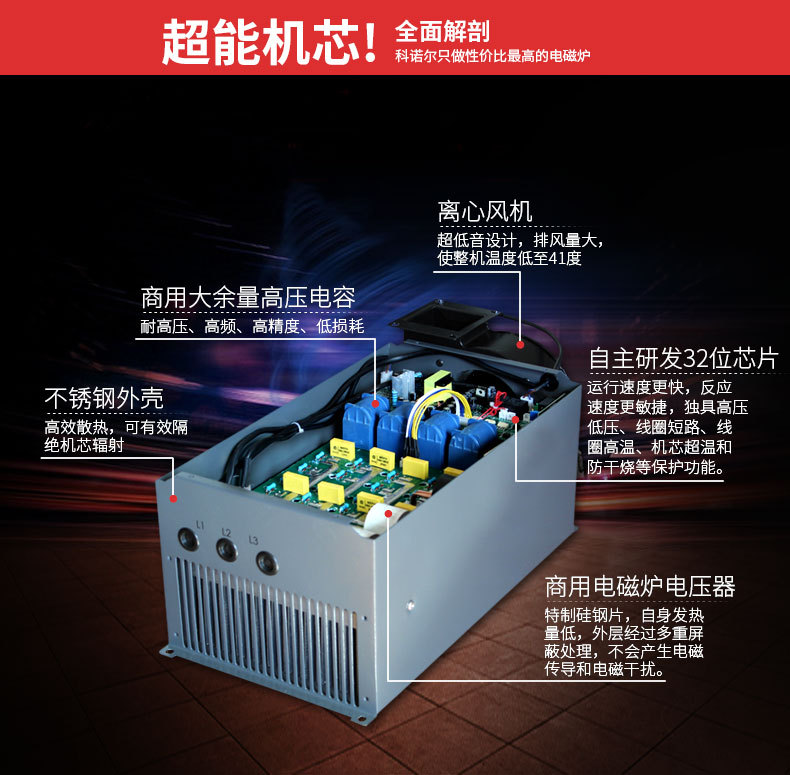 大功率商用電磁爐20KW凹面大炒爐食堂飯?zhí)?5千瓦大鍋灶電磁鍋爐