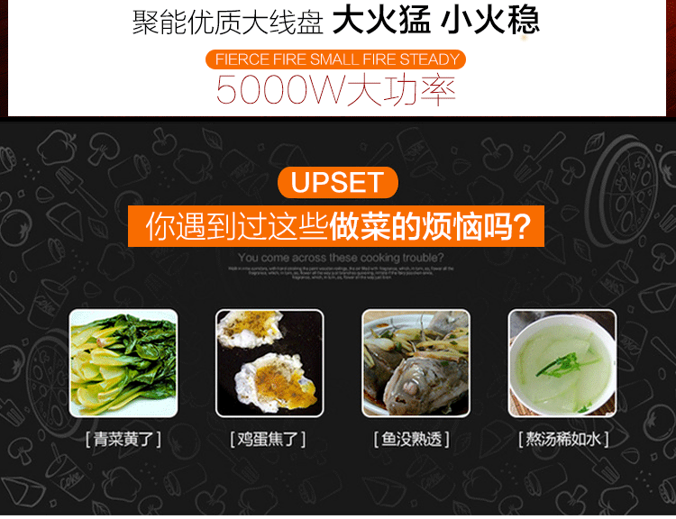 嵌入式電磁爐商用5000W凹面單大功率飯店爆炒火鍋爐臺式5KW電磁灶