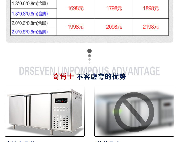 奇博士奶茶店操作臺(tái)商用冰柜冷藏柜保鮮平冷工作臺(tái)廚房冷凍柜冰箱