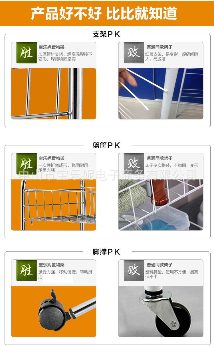 不銹鋼蔬菜架廚房置物架水果架書架四層置物架整理架帶輪一件代發