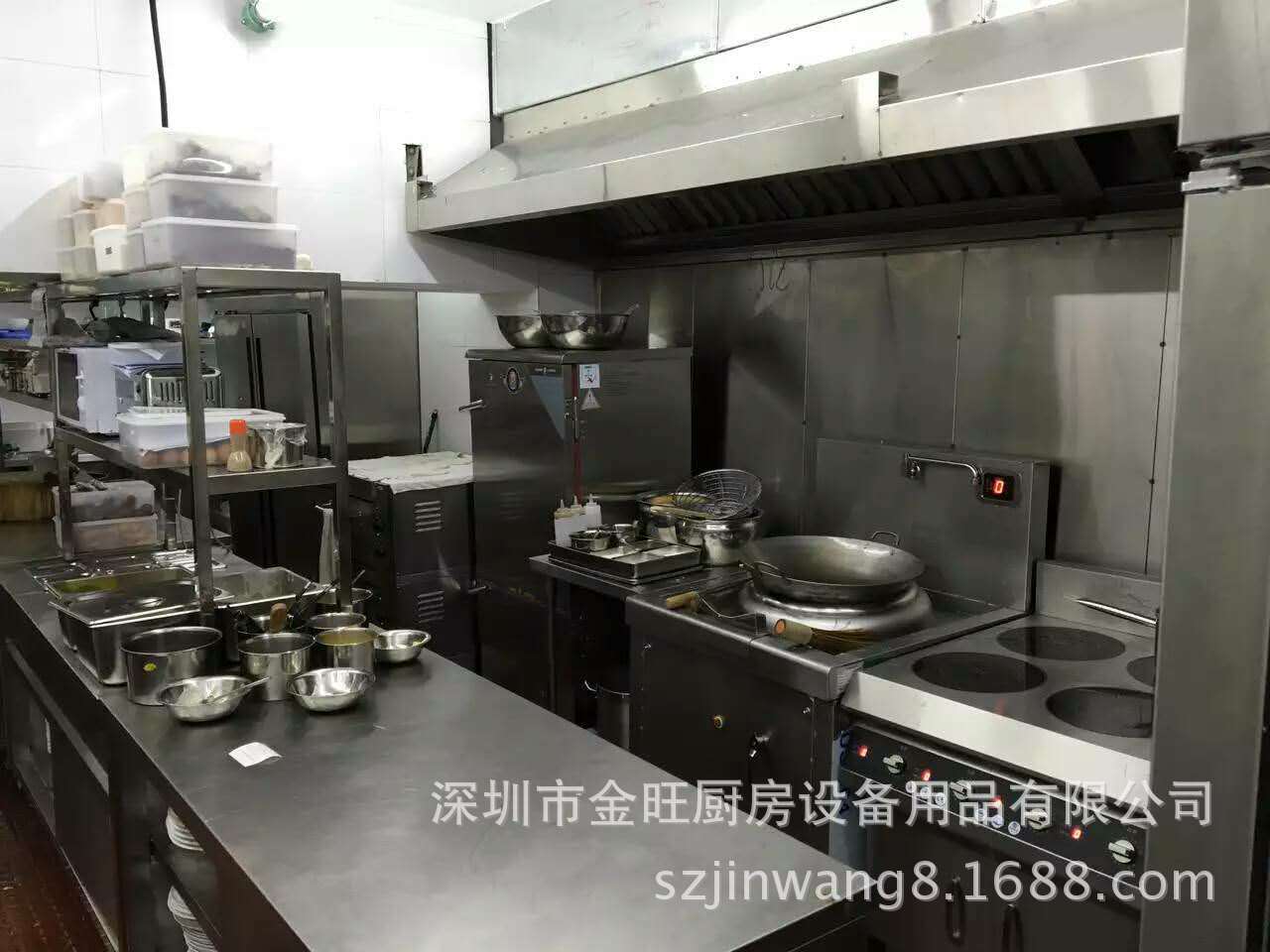 深圳商用廚房設備廠家 飯店廚房工程安裝 不銹鋼煙罩定制